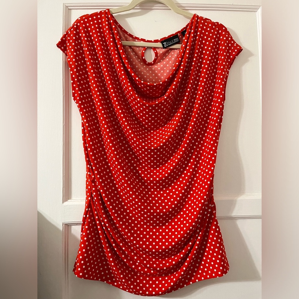 New York & Company Polka Dot Red top